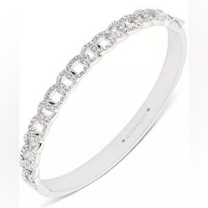 Givenchy Silver-Tone Pavé Curb Chain Bangle Bracelet